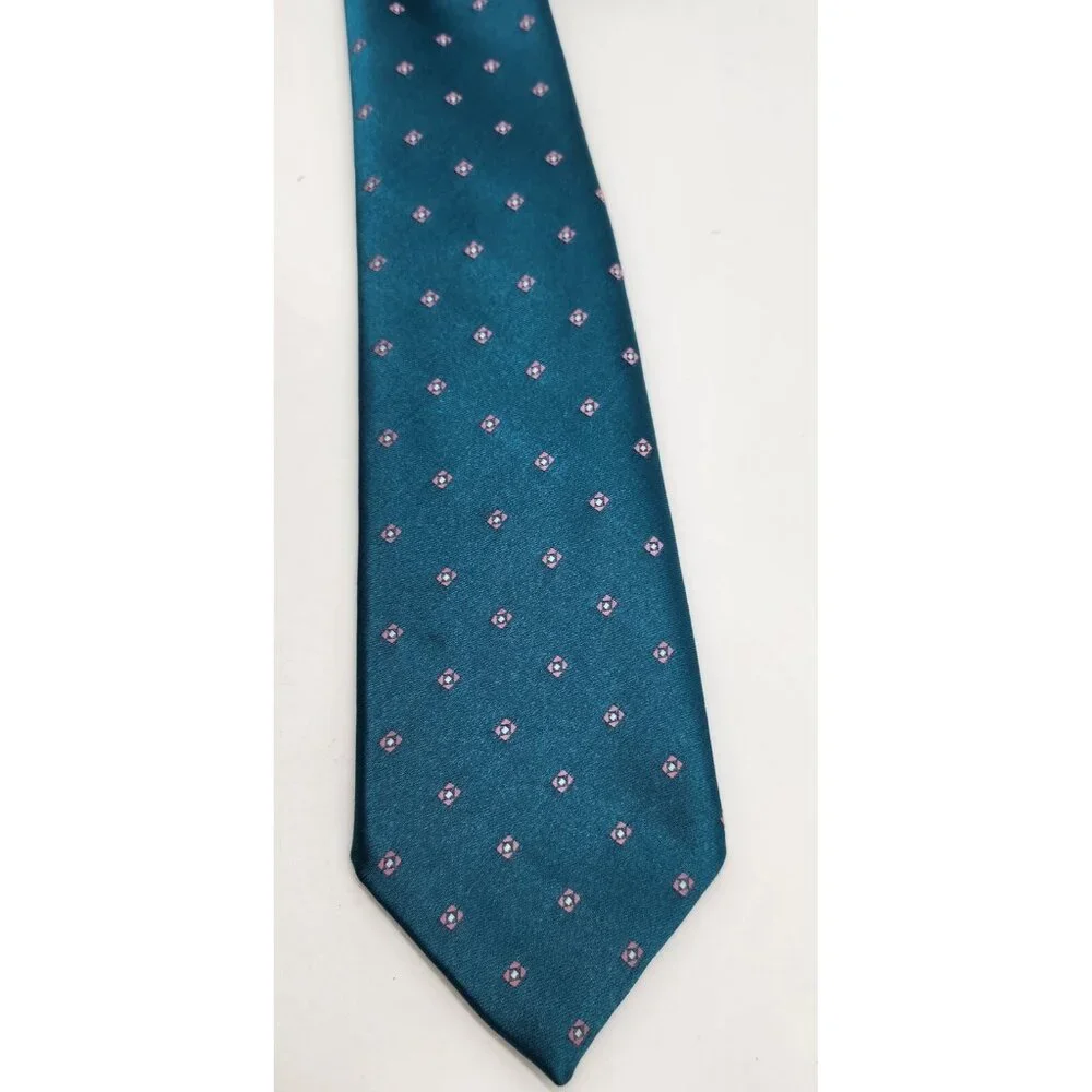 Vintage Sears The Mens Store‎ Tie Necktie Turquoise Blue and Pink Polk Dot EUC